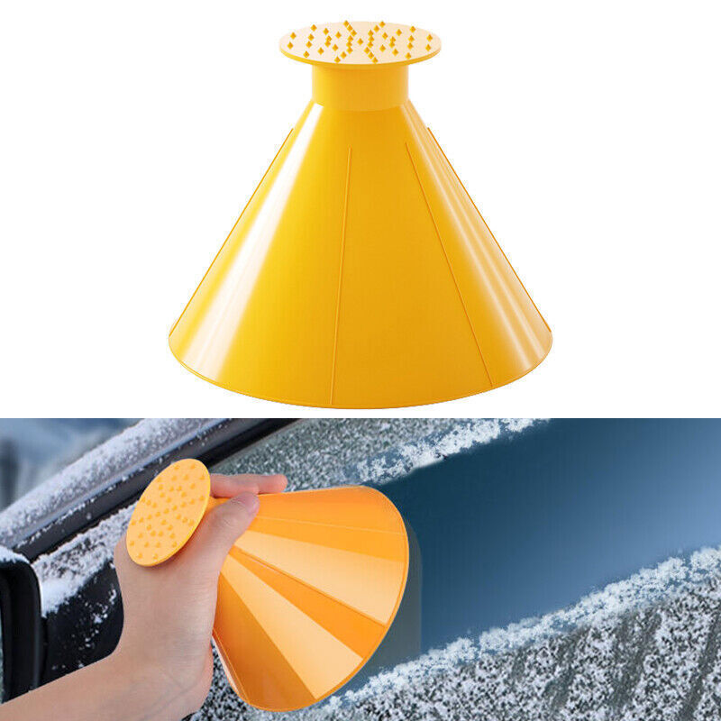 Magical Car Windshield Ice Snow Remover Scraper Tool Round Funnel Cone Yellow