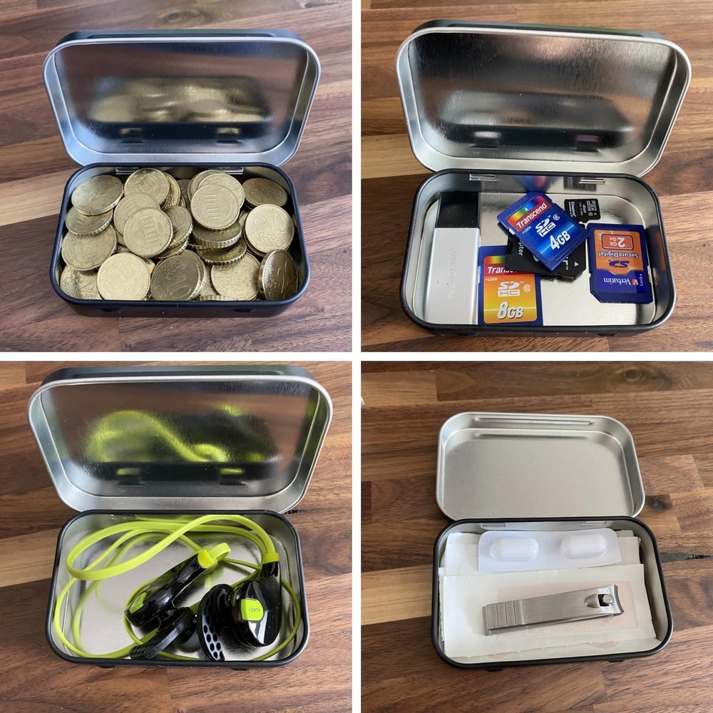 20 Pieces Rectangular Metal Empty Hinged Tins Containers Basic Necessities Ho...