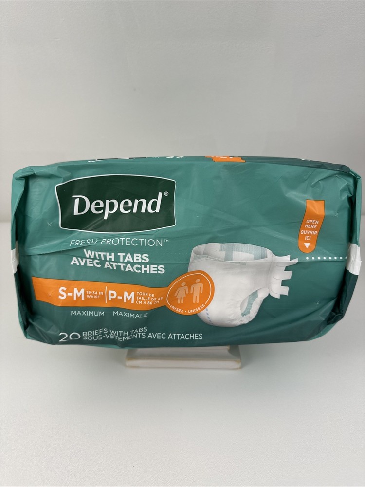 Depend Maximum Protection with Tabs Incontinence Briefs, S/M, 20 Count