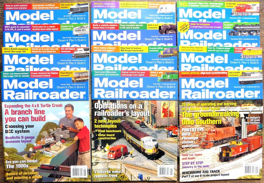 Model Railroader Magazine 2005 Full Year All 12 Issues