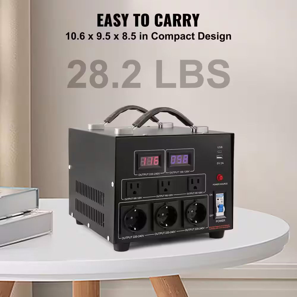 5000-Watt Voltage Converter Transformer, Step Up/Down 110V-220V, for Single-Phas