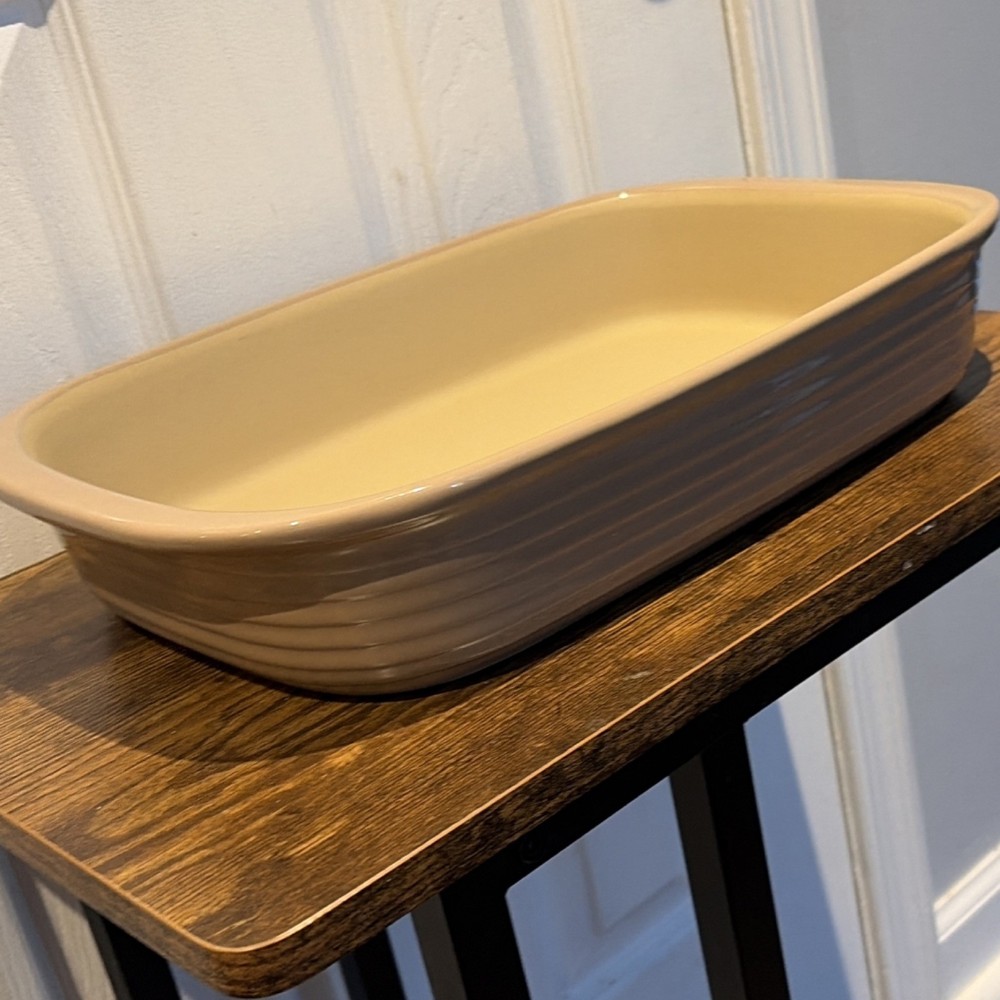 Pampered Chef Stoneware Rectangle Baking Dish Beige 13x9 3.5QT One-Piece