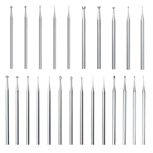 24 Pcs Lapidary Burr Set - Assorted Ball Burs, Stone Setting Bits & Cup Burrs
