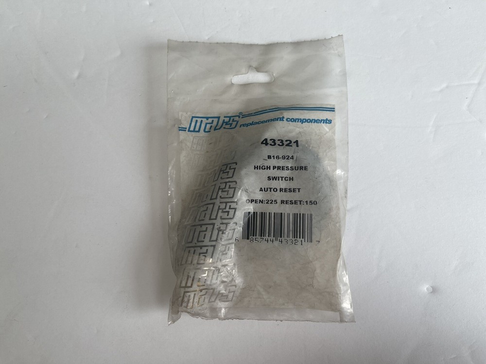 Mars 43321 High Pressure Switch, Auto Reset, Open: 225 Reset: 150