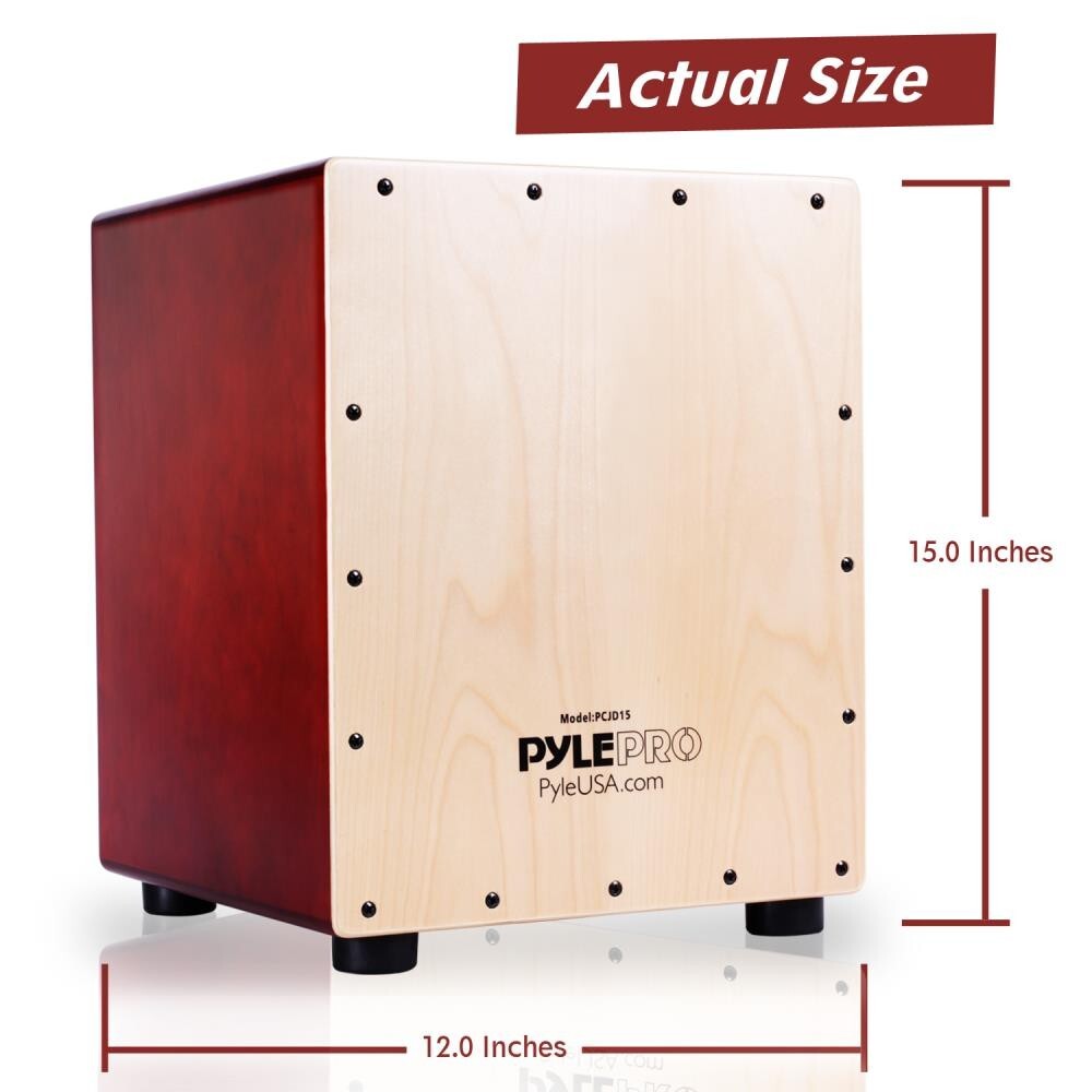 Pyle Stringed Jam Cajon - Wooden Cajon Percussion Box