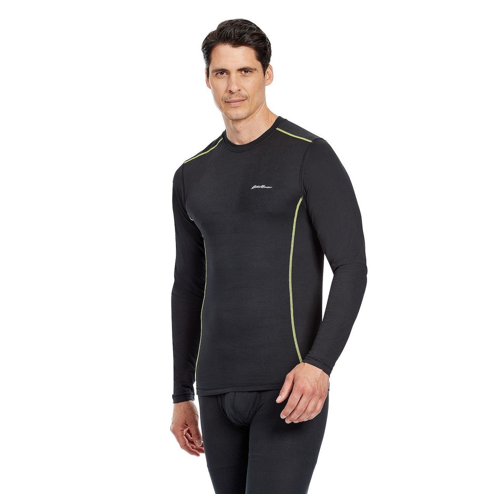 Men's Eddie Bauer Performance Lightweight Crew Baselayer Top Black, Medium