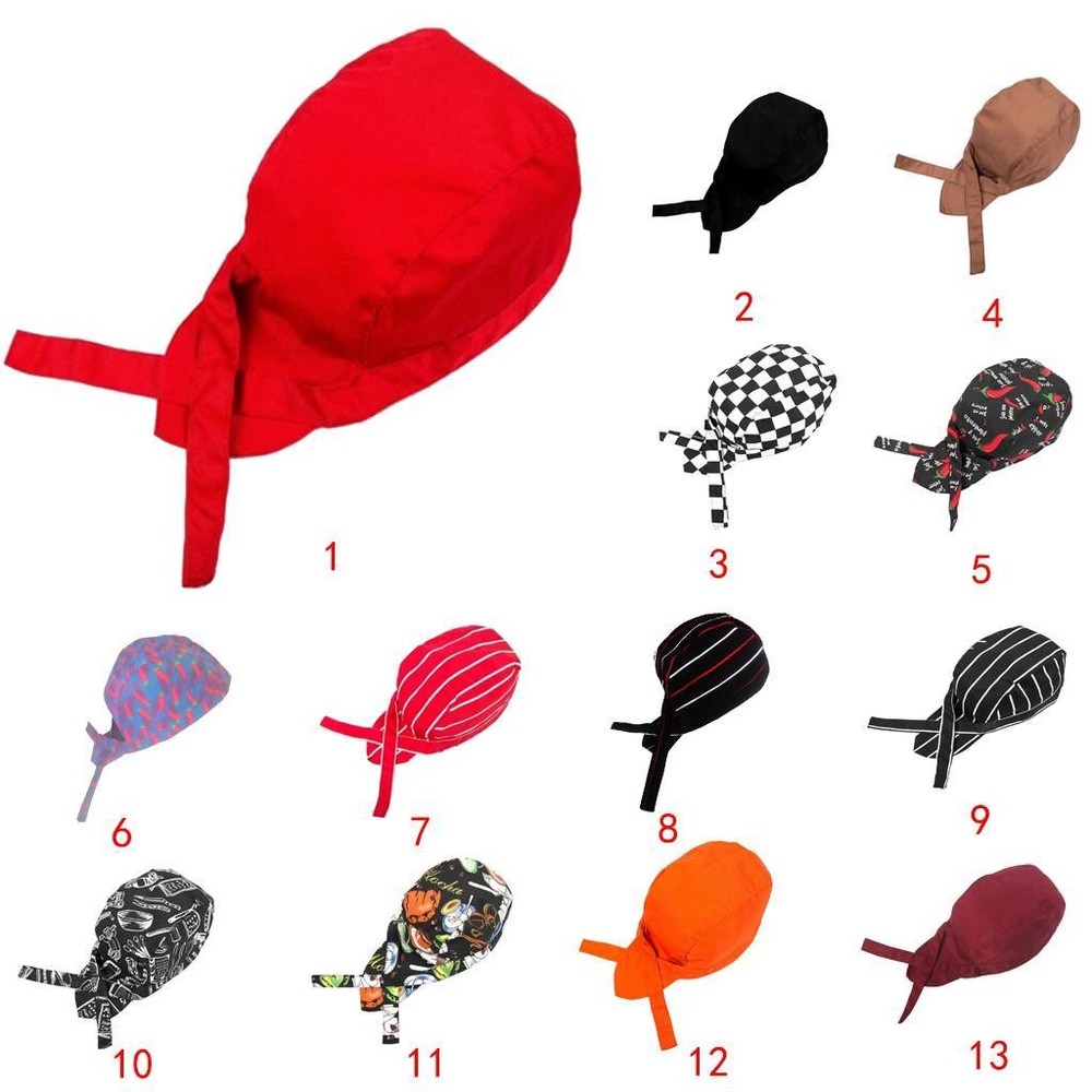 Unisex Chef Skull Cap - Tie Back Hat - Pirate Headwrap