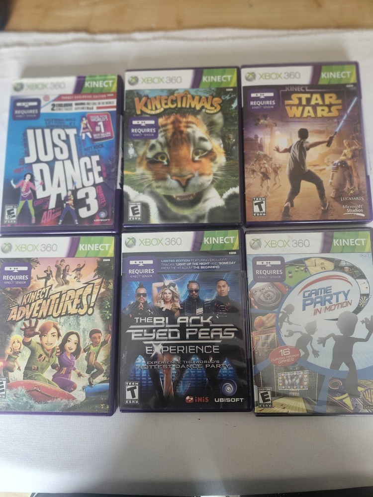 Microsoft Xbox 360 Kinect Motion Sensor Bar Black & 6 games - bundle