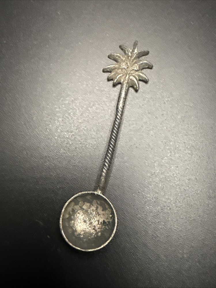 Vtg Tiny Palm Tree Salt Spoon 2.5”