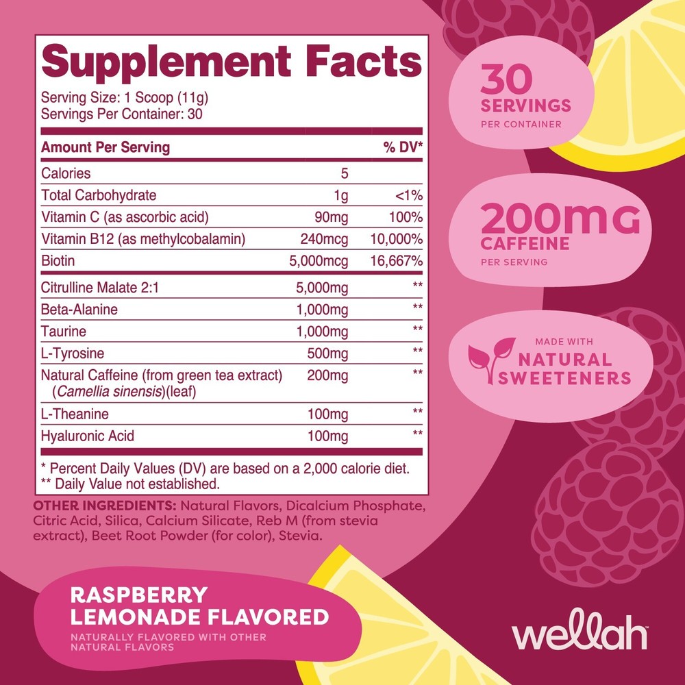 Wellah Get-Going Pre-Workout Drink Mix (Raspberry Lemonade)