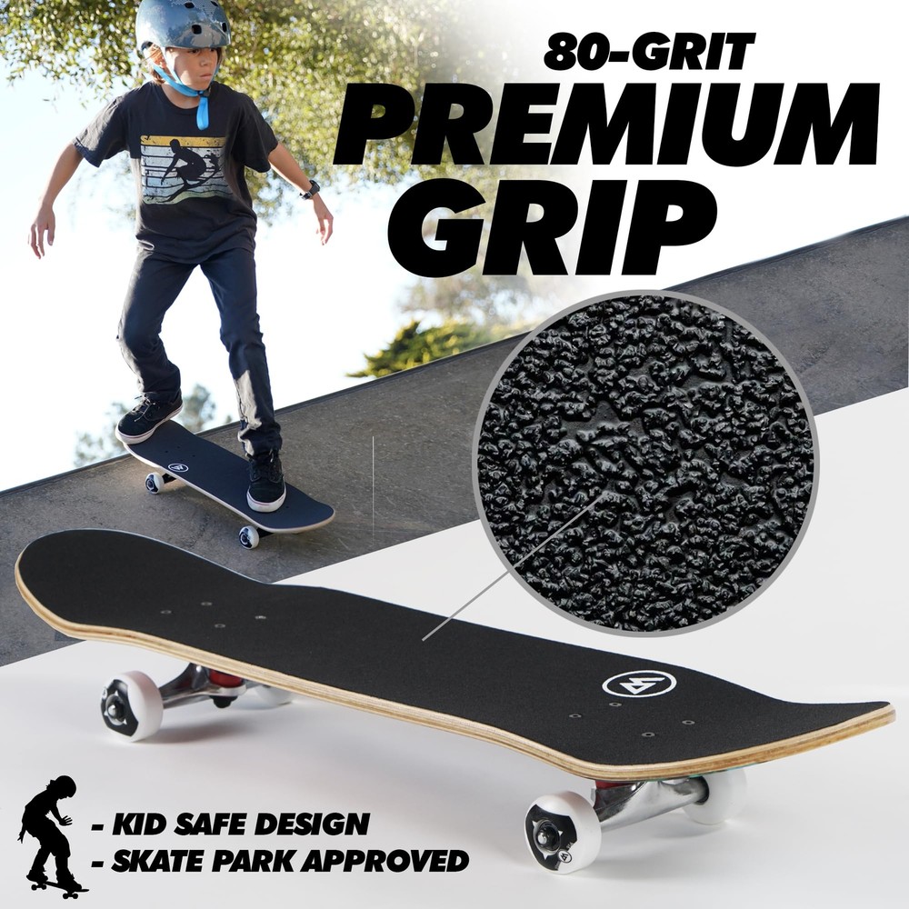 Complete Skateboard | Maple Wood | ABEC 5 Bearings | Double Kick Concave Deck...