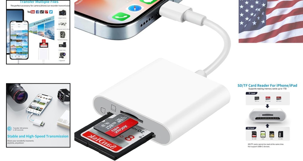 Compact SD & Micro SD Card Reader for iPhone - Effortless Two-Way Transfer