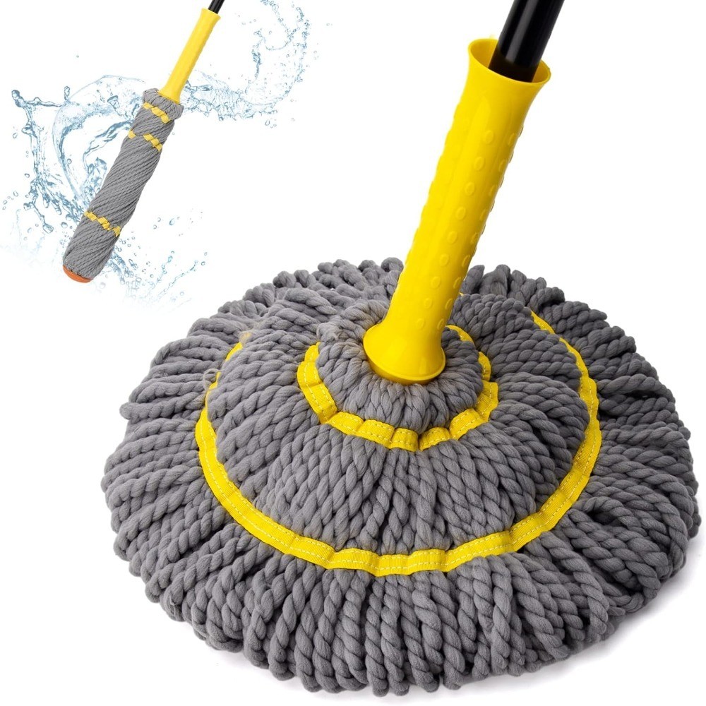 Self-Wringing Twist Microfiber Floor Mop with 57 Inch Long Handle Easy Wringing