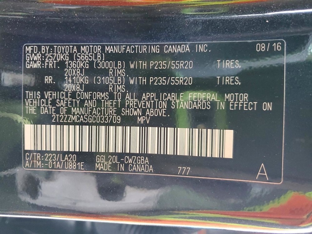 RX350 2016 Dash Wire Harness 11031789