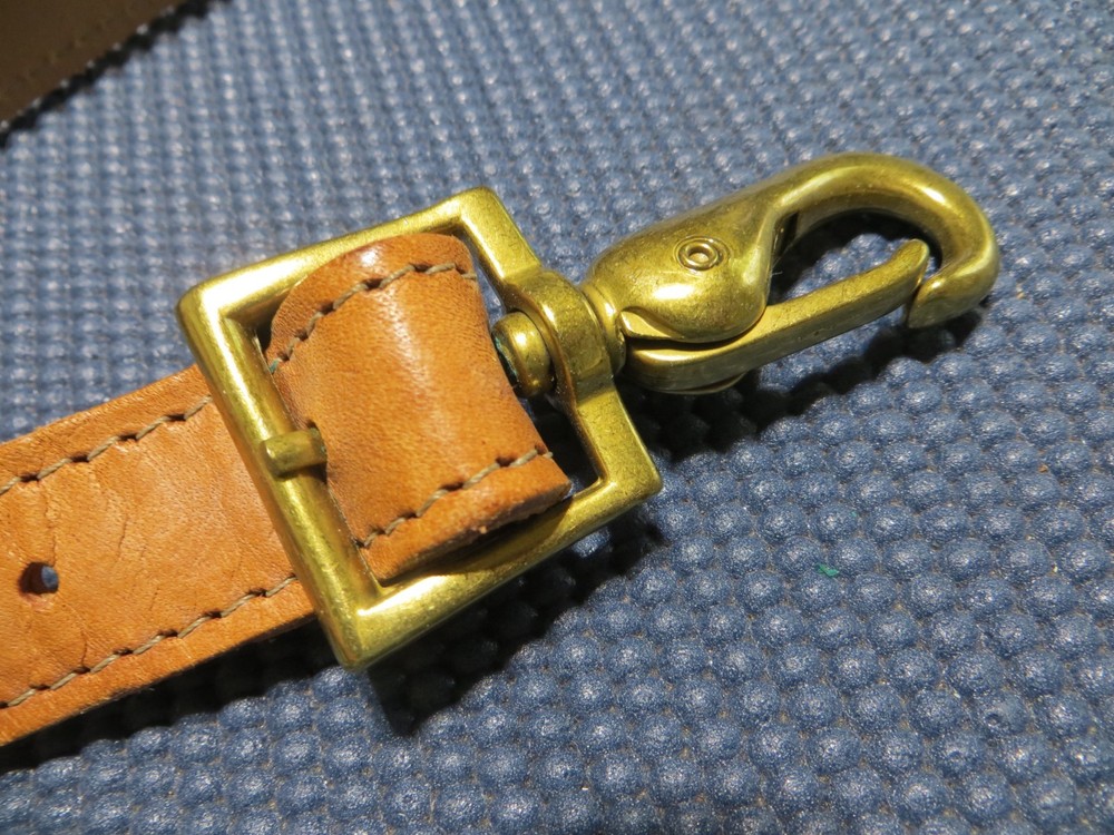 Vtg Hartmann Tan Leather Replacement Shoulder Strap Brass & Adjustable 33-50"
