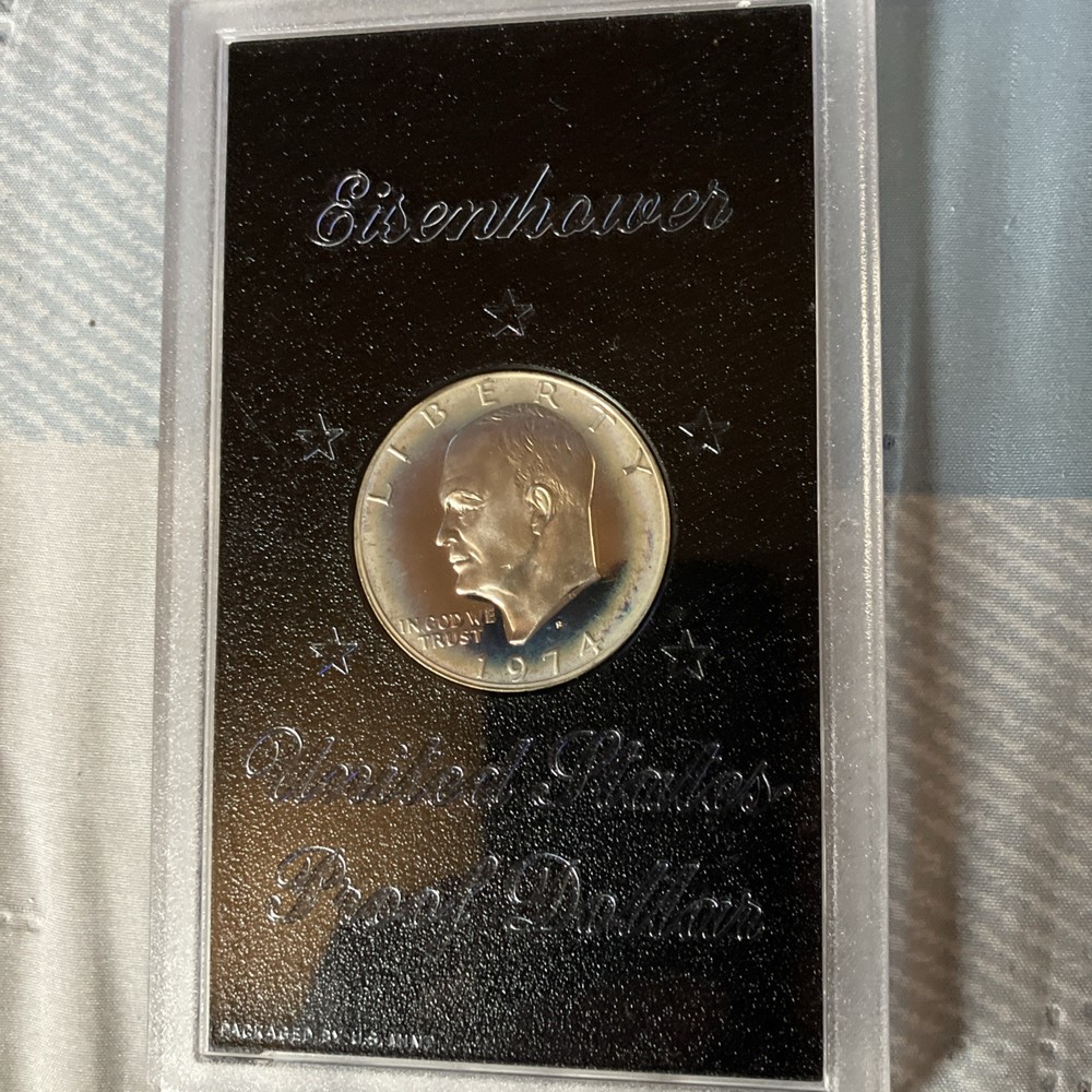 1974 S Eisenhower Proof Silver Dollar Uncirculated In Original Gov. Packaging