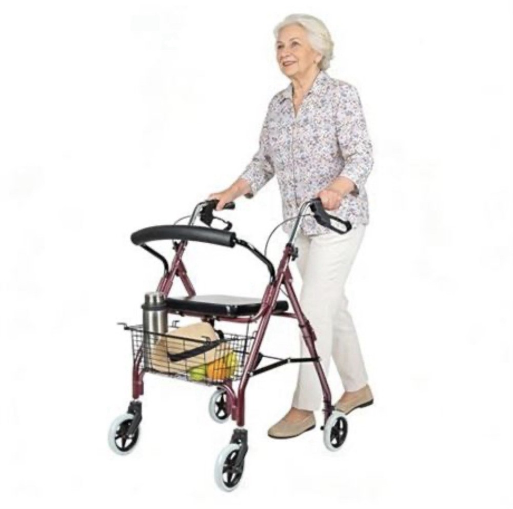 4 Wheel Rollator Walker with Seat – Foldable Walker for Seniors