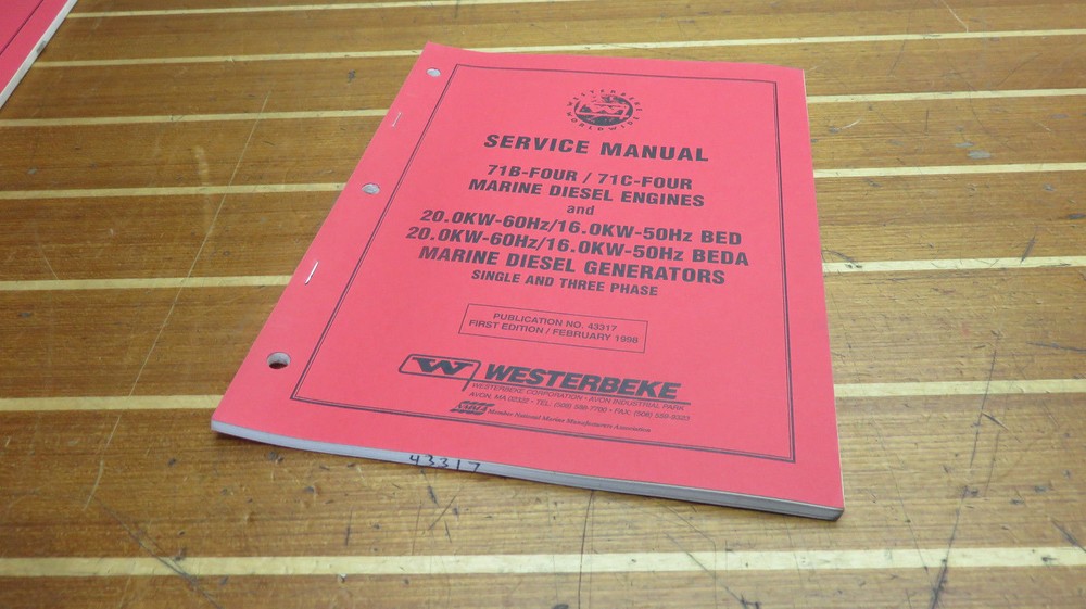 Westerbeke 43317 Genuine OEM 71B 71C Engine BED BEDA Generator Service Manual