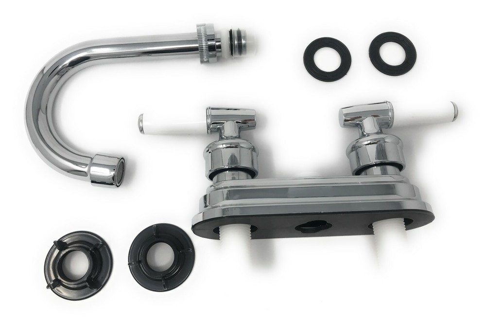 RV Mobile Motor Home Bathroom Basin Sink Faucet Plastic Chrome Finish 4" Center