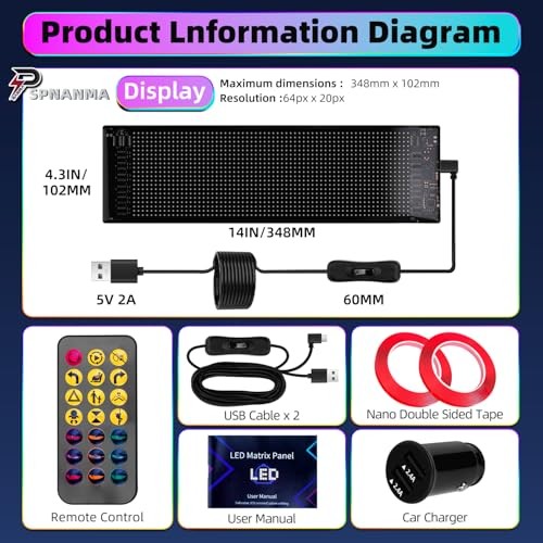 2-Pack Devil Eyes LED Display for Car Windshield, 14"×4.3" Programmable LED