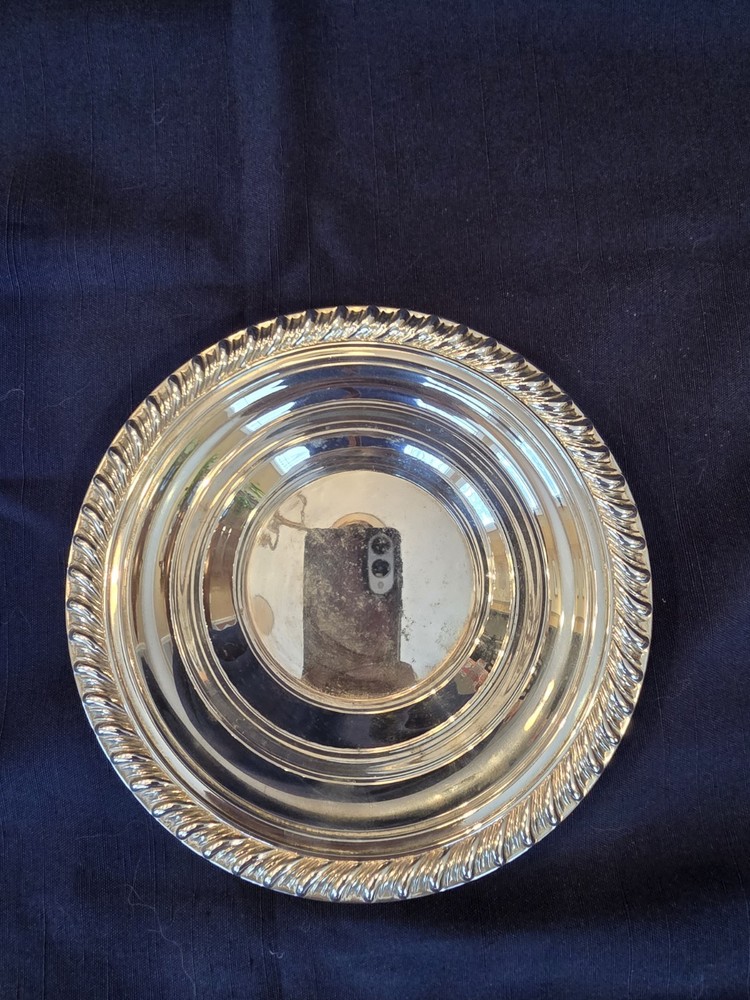 6 1/2 Inch Silver Bowl, Ornate Trim