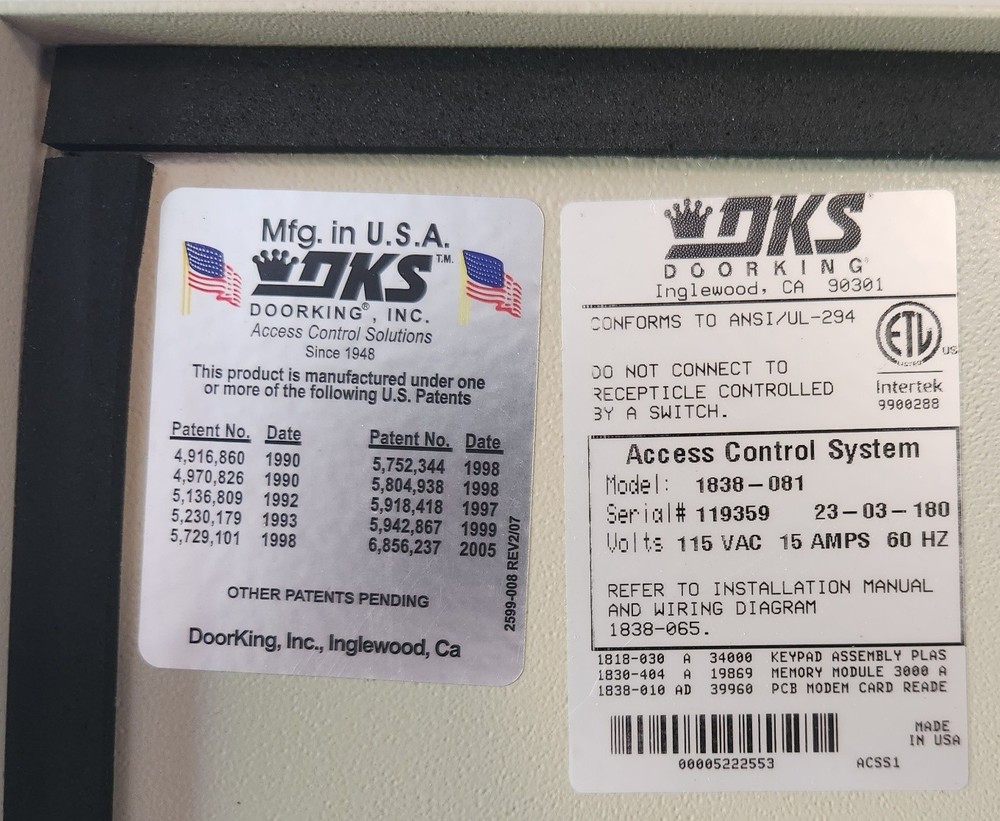 doorking 1838-081 two door access control unit, new