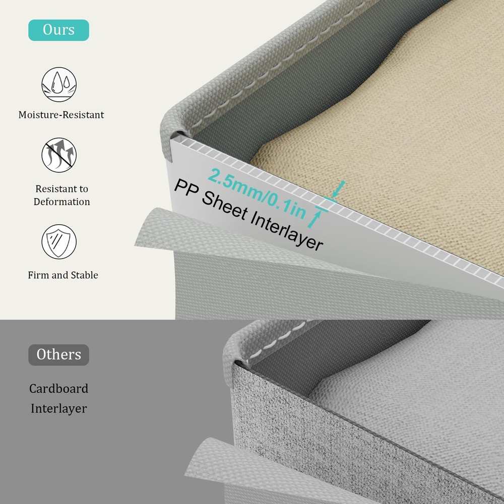 Foldable Storage Bin, Transparent Window Cube Organizer Basket with Lid and 2...