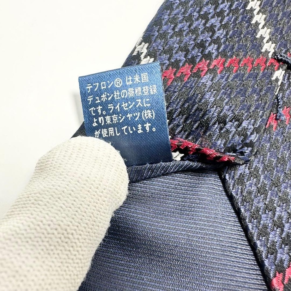 Good BRICK HOUSE tie Houndstooth Pattern Navy Stylish