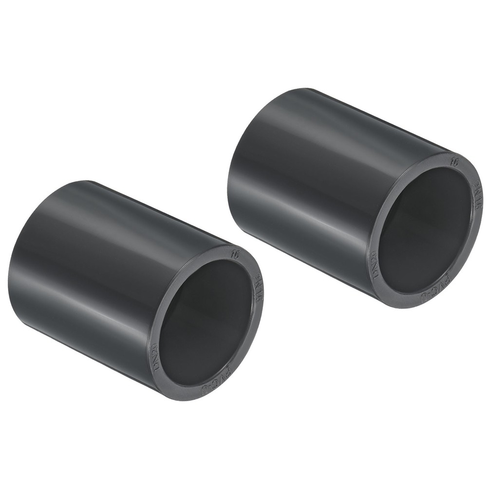 UPVC Pipe Fitting 25mm Socket, 2 Pack Straight Coupling, Dark Grey