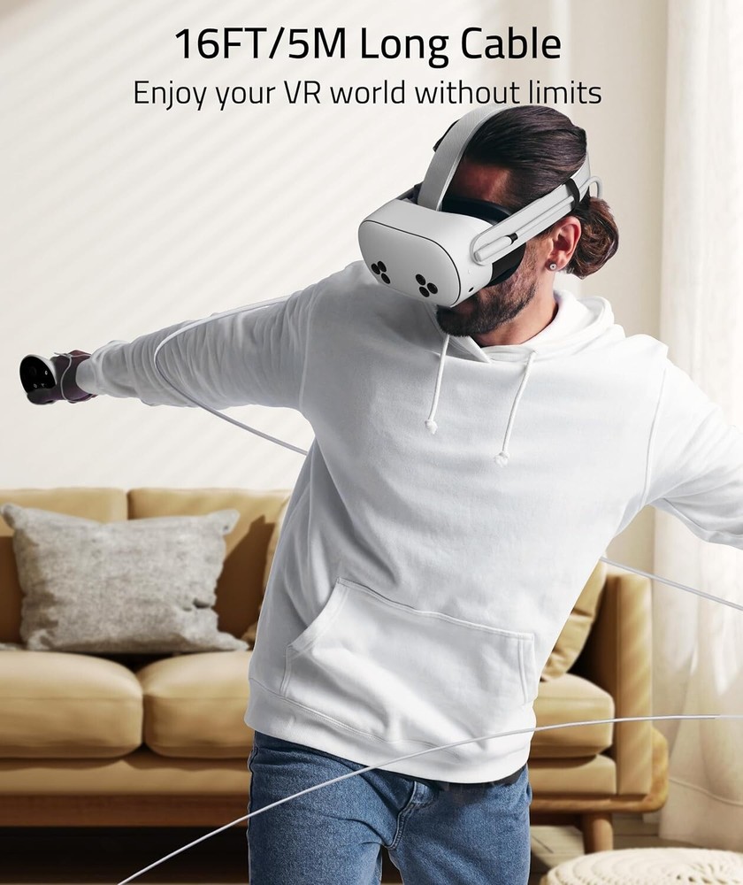 16FT USB 3.0 Type-C Link Cable for Oculus/Meta Quest - High-Speed Connectivity