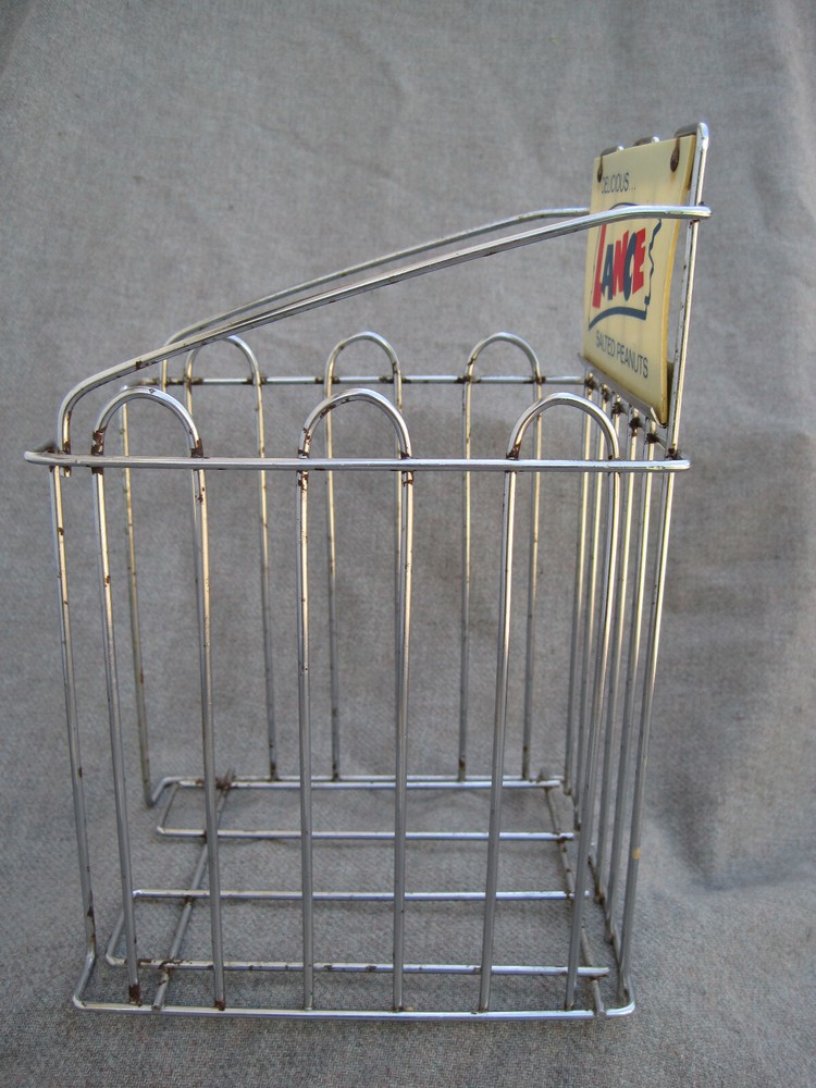 VINTAGE LANCE SALTED PEANUTS HEAVY WIRE STORE DISPLAY RACK STAND