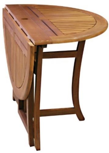 Outdoor Table Eucalyptus Round Folding Deck Patio Storage Space Saver New