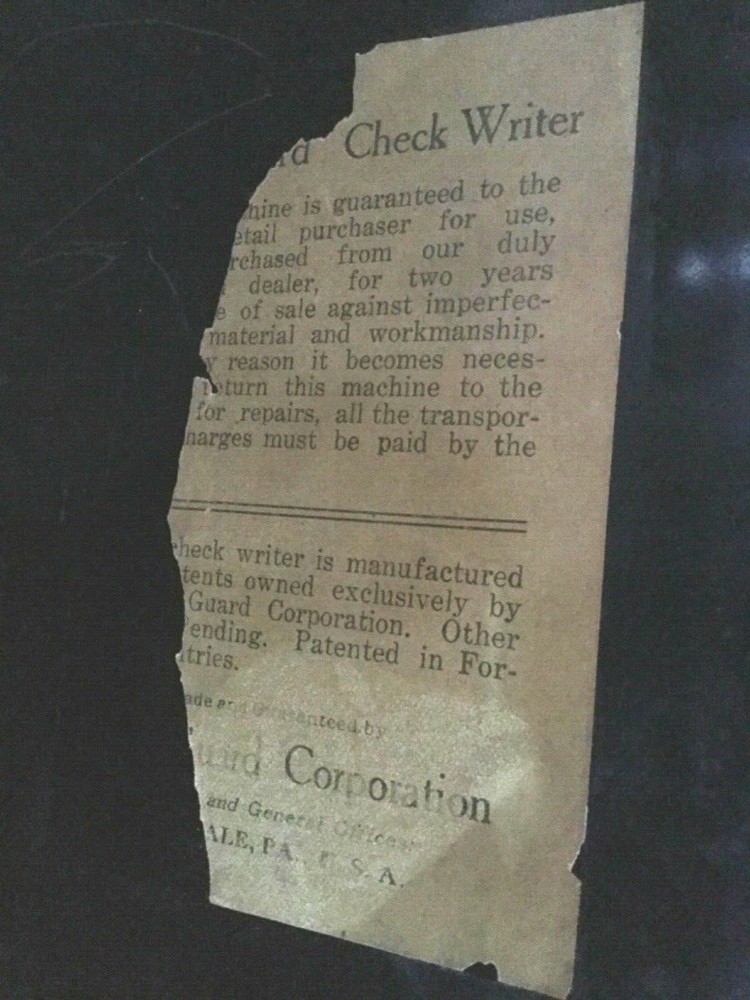 Safe Guard Instant Check-Writer - Model F