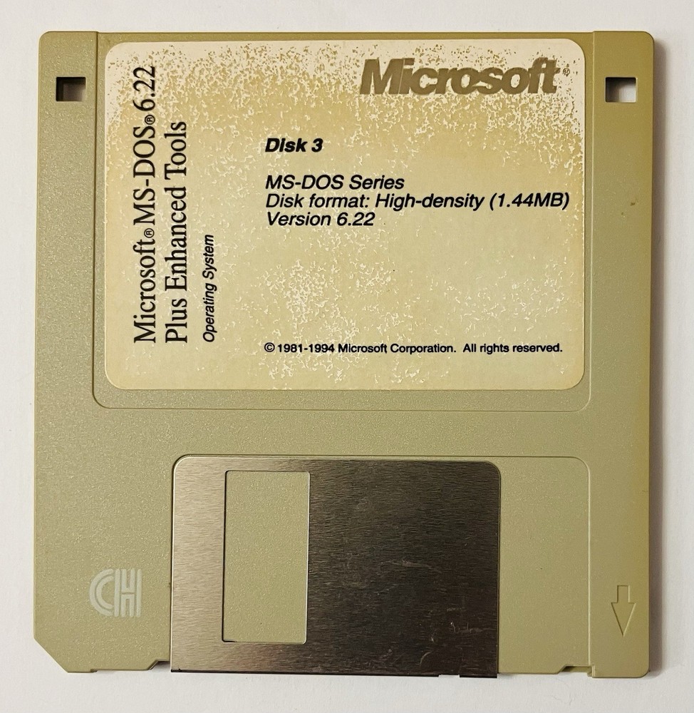 Microsoft MS-DOS 6.22 Plus Enhanced Tools 3.5 Floppy Disk Set Vintage OEM
