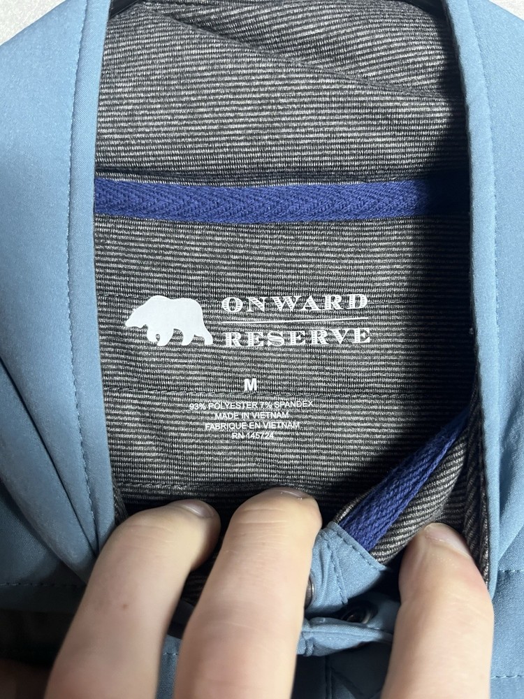 Onward Reserve Jacket Mens Medium Blue Snap Crosby Quilted Pullover Performance