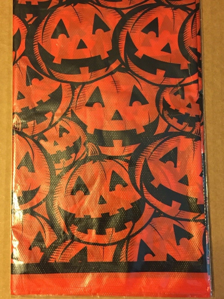 NEW JACK-O-LANTERN PLASTIC TABLE COVER 54"X72" 2016