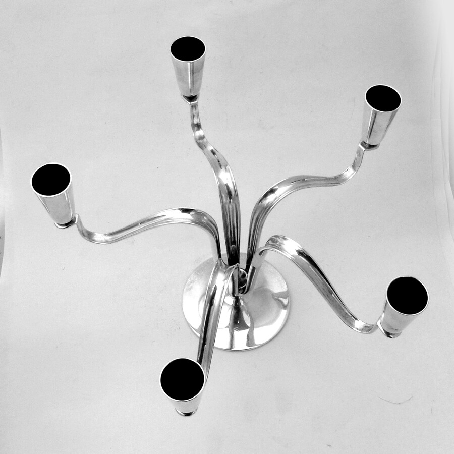 Modernist Five Light Candelabra Sterling Silver Cohr Denmark
