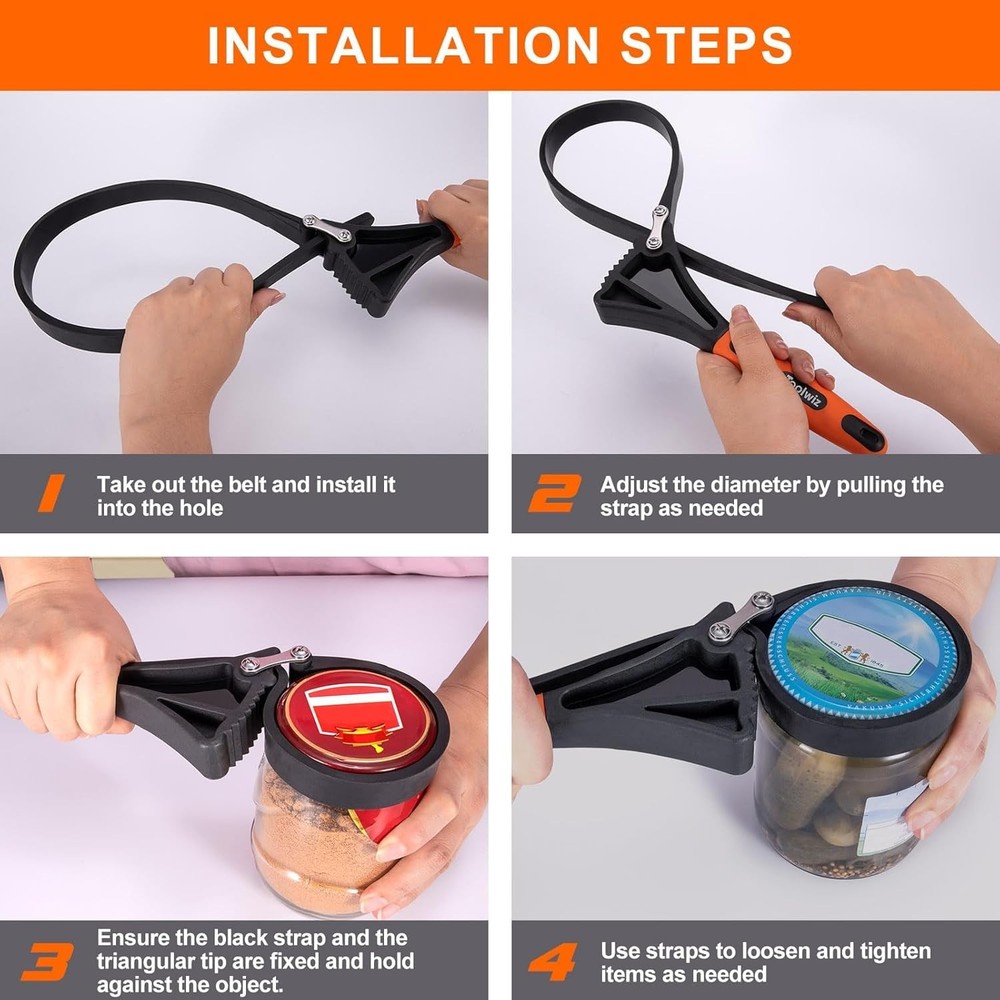 2-Piece Rubber Strap Wrench Set: Adjustable 6" & 4" for Effortless Gripping