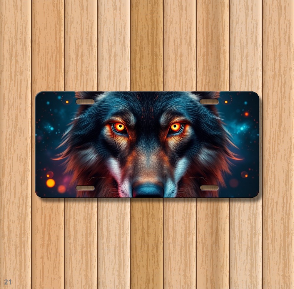 Intense Wolf License Plate Personalized Car Tag Birthday Gift
