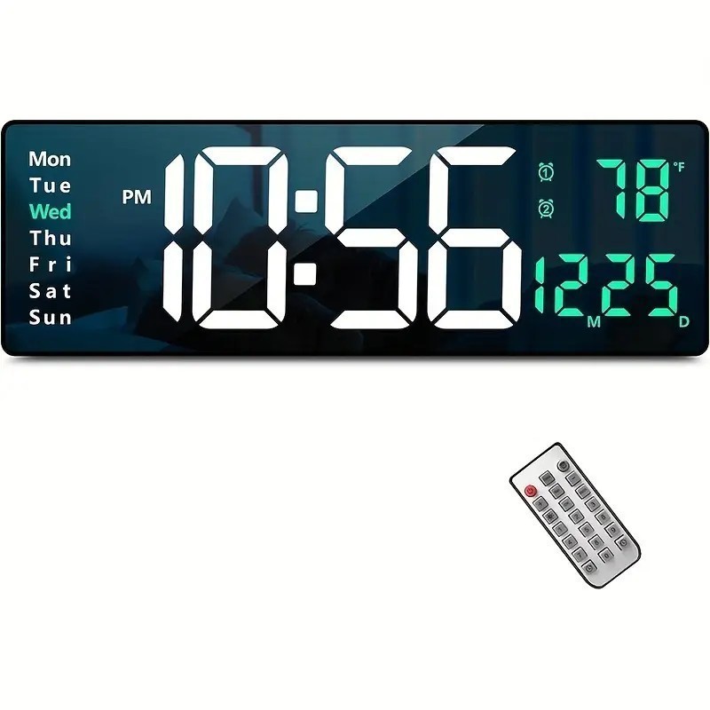 16" Large Digital Wall Mount LED Clock Count Down Timer Brightness Adjustment US