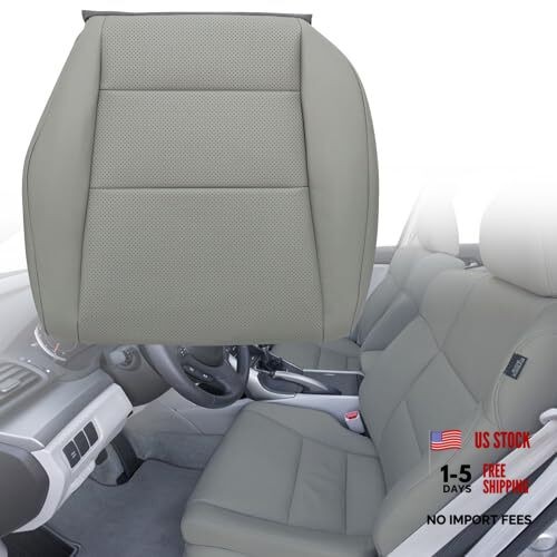 Gray Leather Perforated Bottom Seat Cover for Drivers - Side Replacement