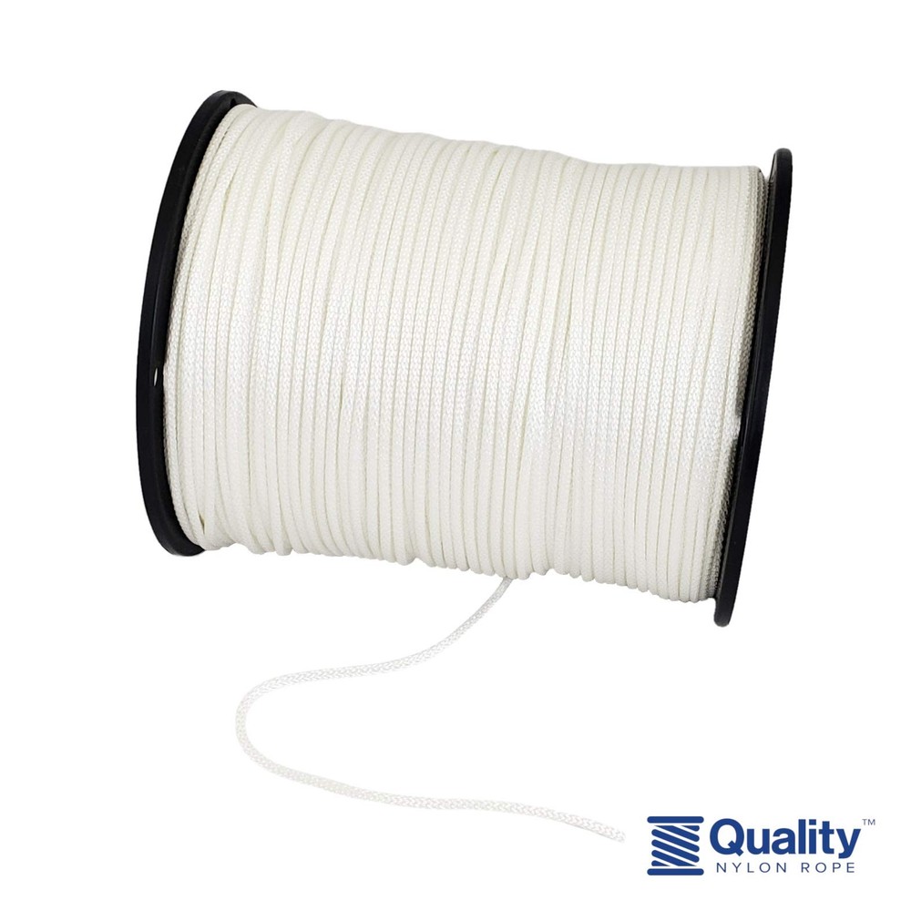 1/8" (#4) X 1000 ft Low -Stretch Solid Braid Industrial 1/8 inch, White