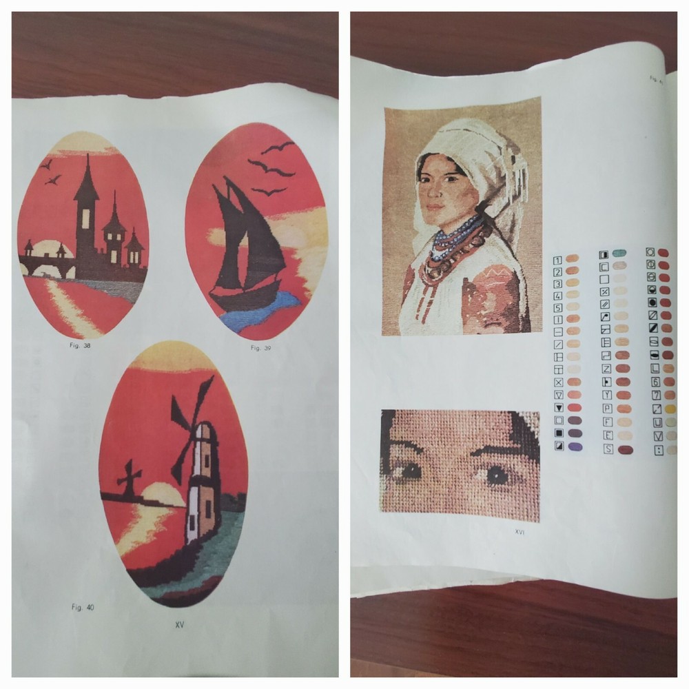 Gobelin Stitch Needlepoint Patterns Book + Large Patterns Vintage Romanian