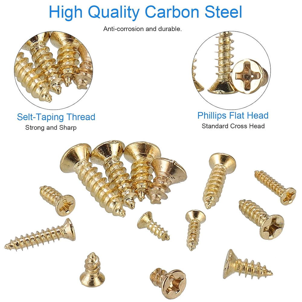 1200Pcs Tiny Phillips Flat Head Self Tapping Screws for Wood, Plastic and Soft M