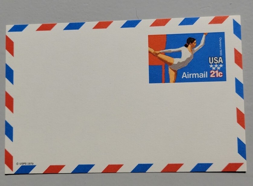 US Postal Card #UXC18, Air Mail, Olympics 1979, 21c.