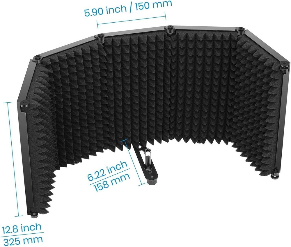 Microphone Isolation Shield - Foldable & Adjustable Sound Insulation