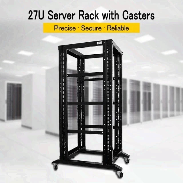 27U 4-Post Open Frame Server Rack 800MM Deep 19" Adjustable L Rails 700LB