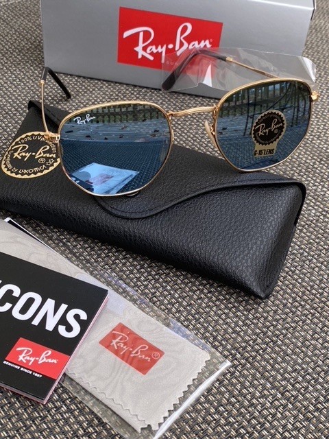 New Ray-Ban Hexagonal RB3548 Flash Blue Sunglasses