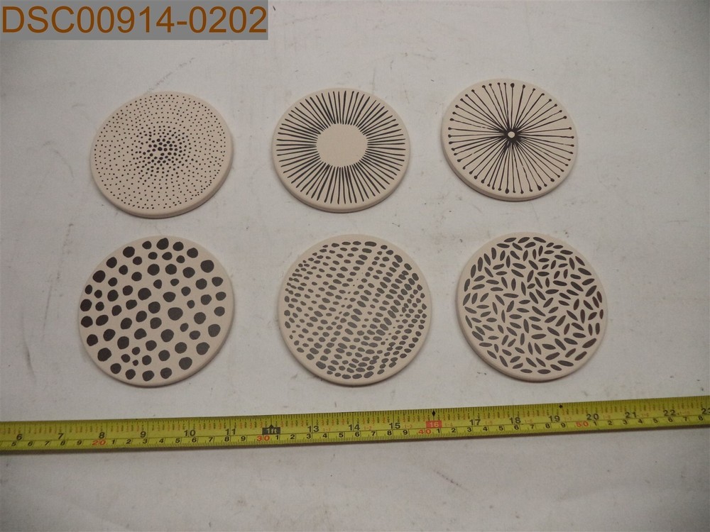 Pandoza Absorbent Ceramic Stone Coasters, 6 pack, Gray