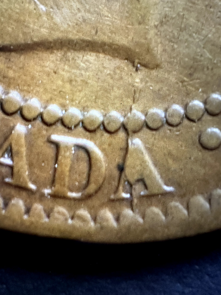 1859 Canada Large Cent - Die Crack